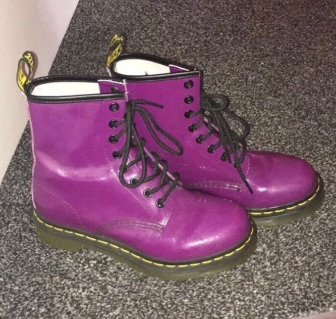 purple dr martens size 4